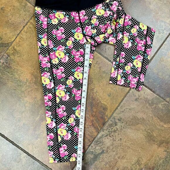 Betsey Johnson Performance Floral Rose Polka Dot Leggings Small - Picture 4 of 10